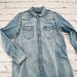 Lucky Brand Dress XS Light Wash Pear Snap Button Down Frayed Hem Western Denim Photo 1