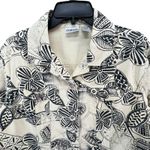 Chico's Shirt Jacket Women L Cream Black Floral Cotton Boho Chic Indie Casual Photo 2