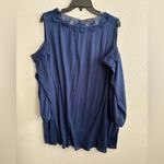 New York Laundry 💥 Navy Cold Shoulder Lace Top 3X Photo 2