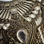 Brass tone rhinestone chain statement necklace Photo 8