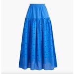 J.Crew Drop Waist Eyelet Midi Skirt Bright Grotto Blue A Line Cotton Small NWT Photo 3