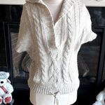 American Eagle  Sweater Natural Oatmeal Oversized Cable knit Hoodie Womens XS S Photo 2