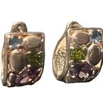 Sterling Silver Authentic Multigem 925  Brilliantly Handcrafted Earrings Huggies Photo 11