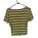 ZARA Blue & Yellow Multicolor Striped Short Sleeve Cropped Top Women Sz L Photo 1