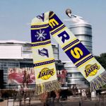 Los Angeles Lakers Scarf Promo NBA Basketball Winter Christmas 2023 Purple Gift Photo 1
