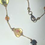 Boho Clear Yellow Gold Tone Shimmer AB Beaded Millefiori Flower Beads Necklace Photo 3