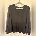 Liverpool  Black Women's V-Neck Long Sleeve Pleated Top Medium NWT Photo 4