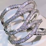 Boutique Iced Multi Layer Simulated Diamond Adjustable Ring | 925 Sterling Silver Photo 0