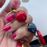 Vintage red white blue button style link bracelet. Photo 6