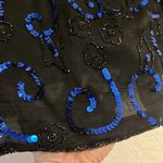 Royal Feelings 1980s Sequin Jacket Silk Black Tie Formal Blue Size 1X Photo 4