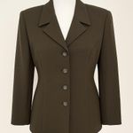 Kasper 100% Wool Green Olive Blazer 8 Quiet Luxury Old Money Minimalist Workwear Photo 0