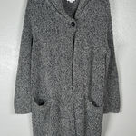 Pure J Jill Sweater Womens Small Fuzzy Knit Duster Cardigan Shawl Snap Pockets Gray Photo 0