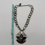 Anthony Alexander Statement Necklace Artisan Blue Glass Pendant Chunky Chain Silver Photo 4