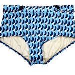 Eloquii  High Waisted Bikini Bottom Button Detail Blue White Geometric Size 22W Photo 0
