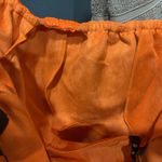 Kendall + Kylie  Orange Dress 4/6 Leather 3/4 Sleeve Off Shoulder Ruffle Bodycon Photo 3