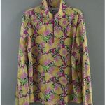 IBKUL Calista Hot Pink 1/4 Zip Shirt Large Yellow Lemons Mesh Long Sleeve UPF50+ Photo 11