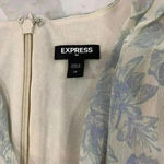 EXPRESS  Wrap Front Elegant Ivory/ Blue Floral Print Long Sleeve Romper Womens XS Photo 3