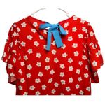 CROSBY by Mollie Burch  Posey Dress‎ Red Floral Ruffle Sleeve Mini Dress Sz Small Photo 8