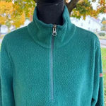 LL Bean Women's Fleece Sherpa Green Half Zip Pullover Jacket sz Large Photo 2