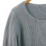 Jeanne pierre  1X Gray Waffle Cable Knit Pullover Tunic Top Plus Photo 5