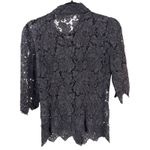 Burberry London Black Sheer Lace Button Long Sleeve Blouse Size Medium Photo 3
