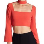 Cinq à Sept Cinq a Sept Aurora Red Amara Choker Square Neck Long Sleeve Crop Top Size 0 Photo 0
