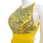 Terani Couture Yellow Open Leg Slit Cross Back Sleeveless Prom Dress Size 4 Photo 4