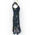 Urban Outfitters Midi Dress Women's 2 Navy Blue Floral Cap Sleeve Chiffon Y2K Photo 4