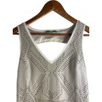 Tart XS Laser Cut Perforated Faux Leather Sleeveless Mini Dress Tan Beige Gray Photo 3