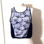 Rebecca Minkoff Okina Knit Crop Blue/White Sleeveless Blouse Size Large Photo 1