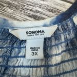 Sonoma Women's Off-The-Shoulder Peasant Blouse 3X Dark Blue White Smocked Loose Photo 7