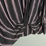 Dress Barn  NWT Women's Black Metallic Stripe Tie Front Boho Glam Top - Size XLP Photo 2