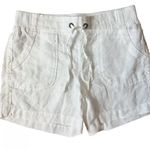 Athleta  Women's Linen Shorts Size 4 White 4.5” Inseam Beach Coastal Drawstring Photo 0