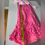 Vintage 60s Pink White Polka Dot High Neck Chiffon Prom Formal Dress XS or Small Photo 7