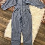 Vintage Chambray Squiggle Embellished Coverall Jumpsuit Blue Size 12 Photo 0