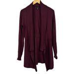 White House | Black Market WHBM Burgundy Open Front Waterfall Cardigan Sweater Womens Small Photo 1
