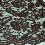 Wrap scarf floral pattern sheer black scalloped edges 20” X 58” long NEW Photo 2