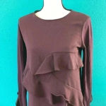 ZARA  Red Wine Long Sleeve Ruffle Dress in size small Photo 1