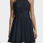 Lulus Lace & Sequin Navy Skater Dress Photo 0