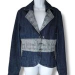 Apple Bottoms Two-Tone Stretch Denim Blazer Jacket Women’s Size Large Photo 0