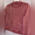 Lulus red with gold threading shimmer mock neck size medium long sleeve sweater Photo 1
