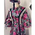 Handmade STUNNING Vintage Victorian Floral Dress Sun Hat Set Handbag Womens Sz S Photo 3