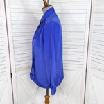 Vintage 80s Design Elements Pleated Removable Neck Bow Blouse Blue 10 Photo 1