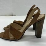 Talbots  Leather Beige Strappy Sandals Wood Block Heel size 7.5 Photo 2