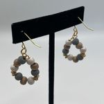 1.5” Gold Tone Beaded Earth Tone Boho Drop Earrings Gold Photo 1