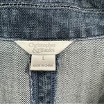 Christopher & Banks Denim Embroidered Flower Button Front Jean Jacket Blazer by  Photo 4