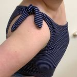 American Eagle  Soft & Sexy One-Shoulder Cropped Tank Top Navy Blue Gray medium Photo 4