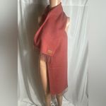 Coach Burnt Orange/Tan Herringbone Scarf Fringe Wool NWOT Photo 1