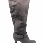 Worthington Gray Faux Suede Knee Length Heel Boots Size 9 Photo 0