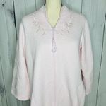 Miss Elaine Quilted Long Sleeve Robe Full Zip Sz S Embroidered Tasseled Vintage Pink Photo 1